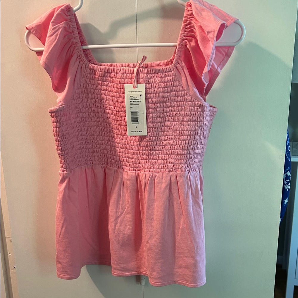 Vineyard Vines Cotton Candy Pink Smocked Jersey Top